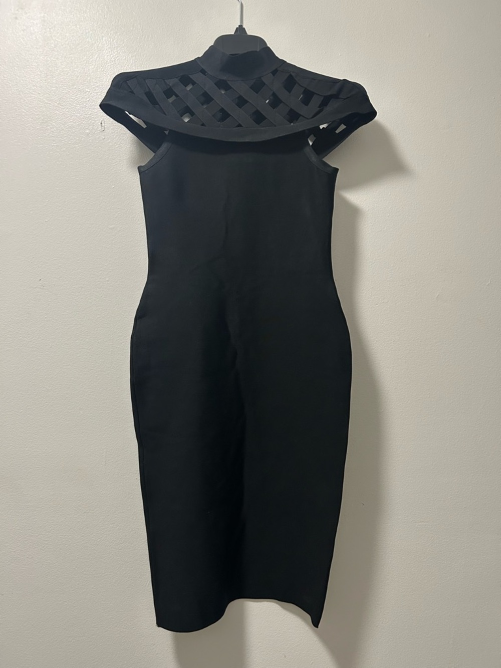 Gracia Black Dress with Lattice Neck Detail
